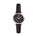 Fossil Carlie Mini Three-Hand Black Leather Watch Women ES4700
