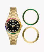 Fossil Scarlette Three-Hand Date Gold-Tone Stainless Steel Watch and Topring Box Set ES5311SET