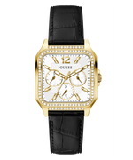 Guess GOLD TONE CASE BLACK GENUINE LEATHER WOMEN WATCH GW0309L2