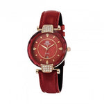 ROSCANI BL S06069 Diamond Cut Crystal leather Red Strap Analog Women Watch