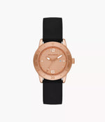 Skechers Redondo Watch with Silicone Strap and Metal Case, Black and Rose Gold Tone SR6275
