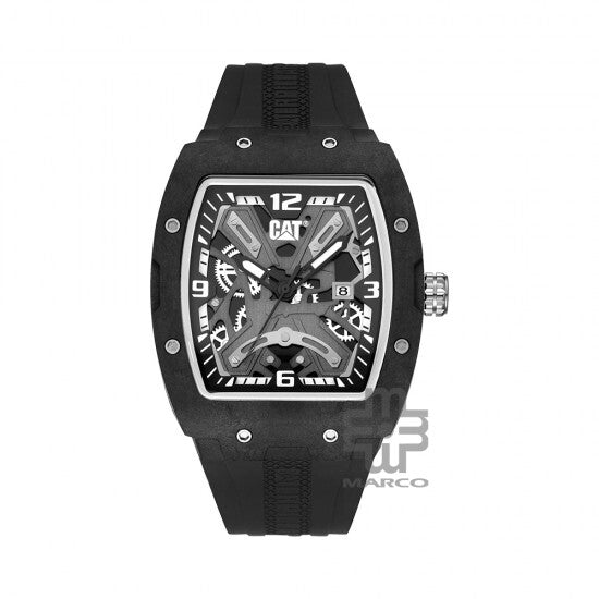CATERPILLAR BARREL CARBON 14-161-21-131 Black Silicone Band Analog Watch | 5 ATM | 43MM