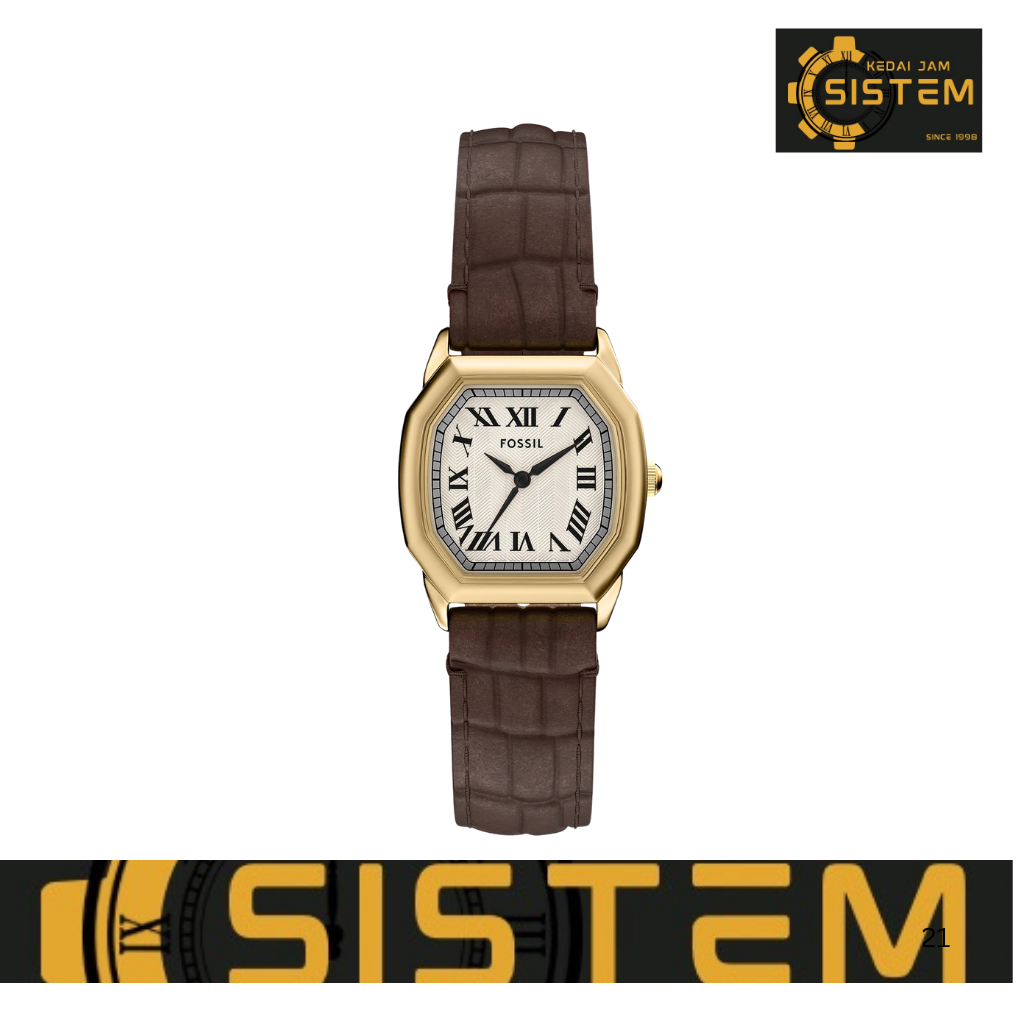 FOSSIL Harlow Three-Hand Brown Croco Leather Watch ES5426