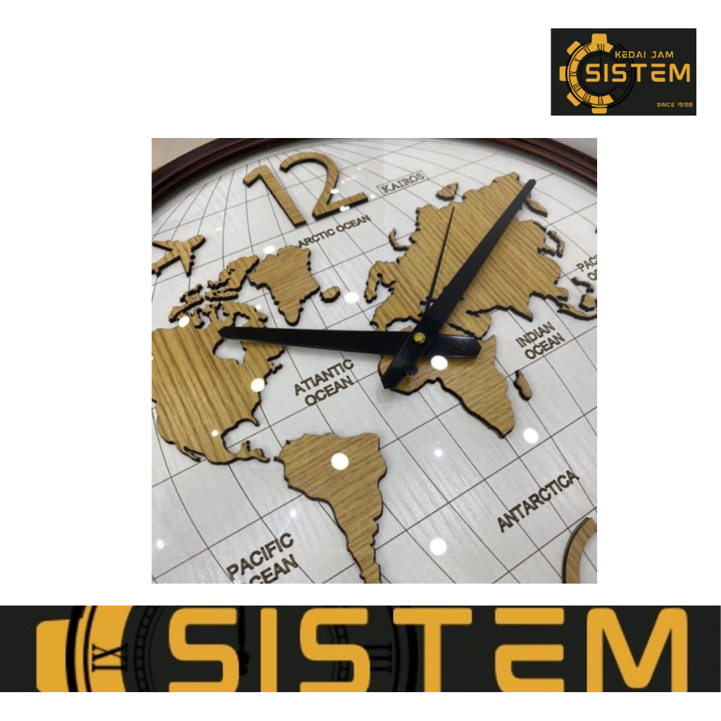 Kairos KWN012 Wold Map Sweep Movment Wall Clock