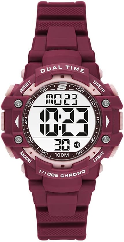 Skechers Women's Quartz Metal and Silicone Sports Digital Watch SR2110