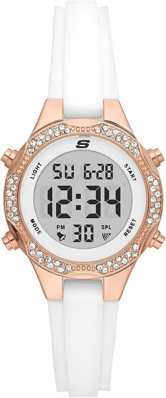 Skechers Women's Quartz Metal and Silicone Sports Digital Watch SR6283