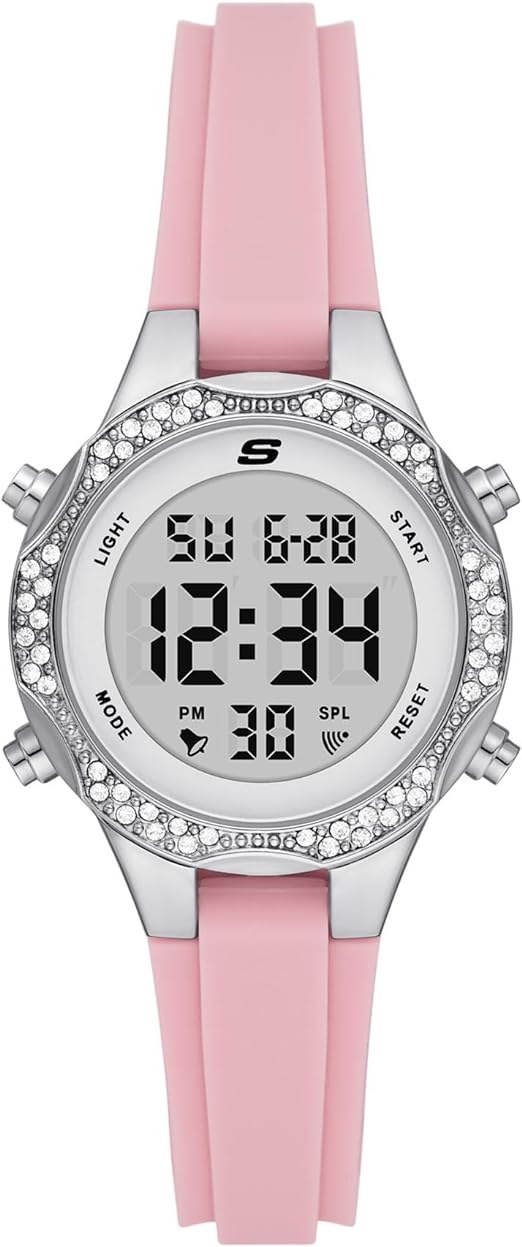 Skechers Women's Quartz Metal and Silicone Sports Digital Watch SR6282