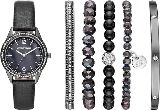 Skechers Women's Quartz Watch and Stackable Bracelet Gift Set SR9063