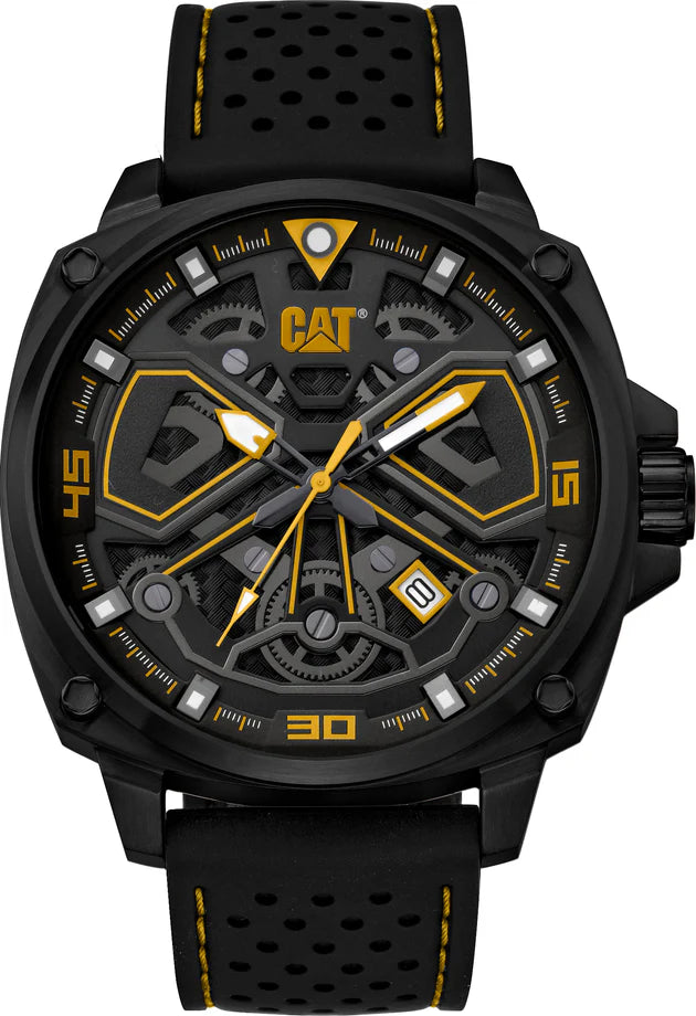 CATERPILLAR  AJ.161.21.127 Tokyo Watch Black/Yellow Dial Stainless Steel w/Silicone Strap &nbsp;