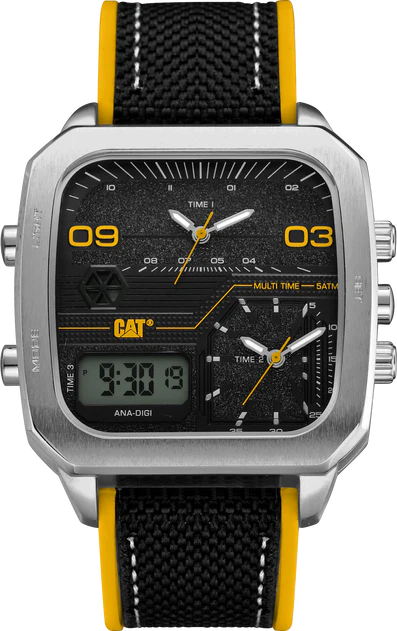 CATERPILAR  AS.149.21.137 Retro D Multi Watch Black/Yellow Dial w/Silicone Strap