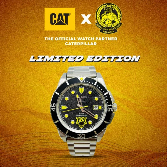CATERPILLAR x Harimau Malaya FAM 2.0 Limited Edition Men Watch QC-141-11-117F | Analog | Stainless Steel Strap | 2 Yrs Warranty