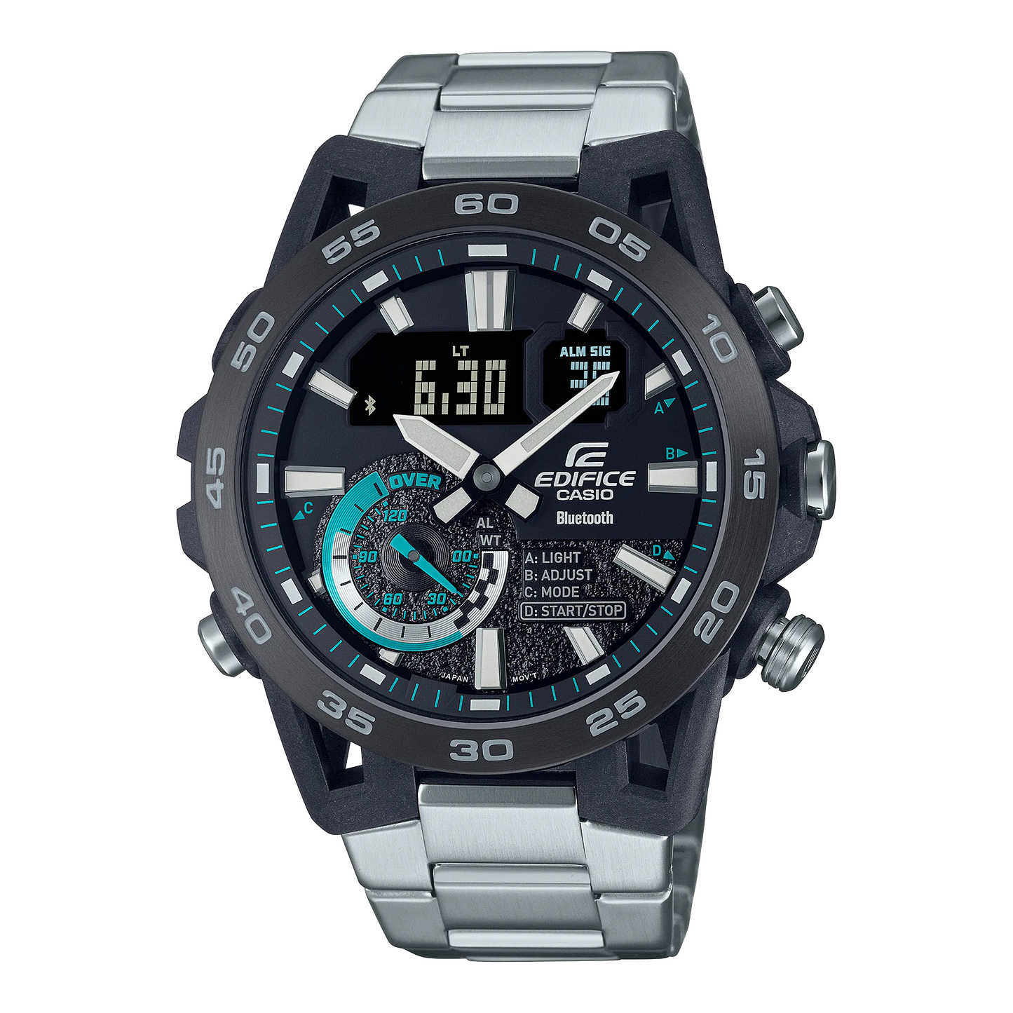 EDIFICE SOSPENSIONE ECB-40, with carbon fiber reinforced resin suspension arm design and Smartphone Link.