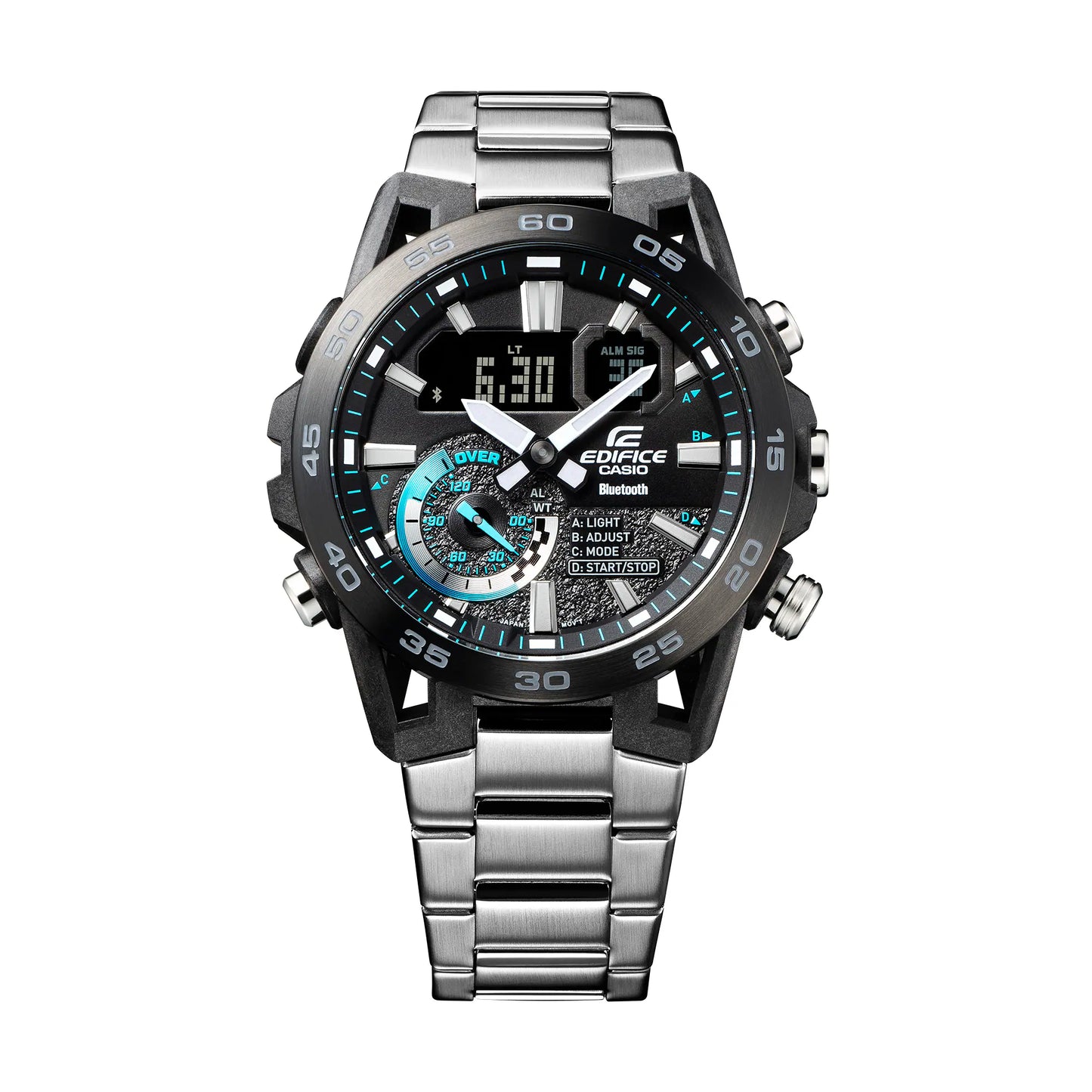 EDIFICE SOSPENSIONE ECB-40, with carbon fiber reinforced resin suspension arm design and Smartphone Link.
