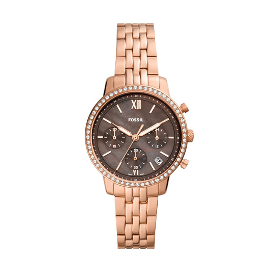 Fossil Neutra Chronograph Rose Gold-Tone Stainless Steel Watch Women