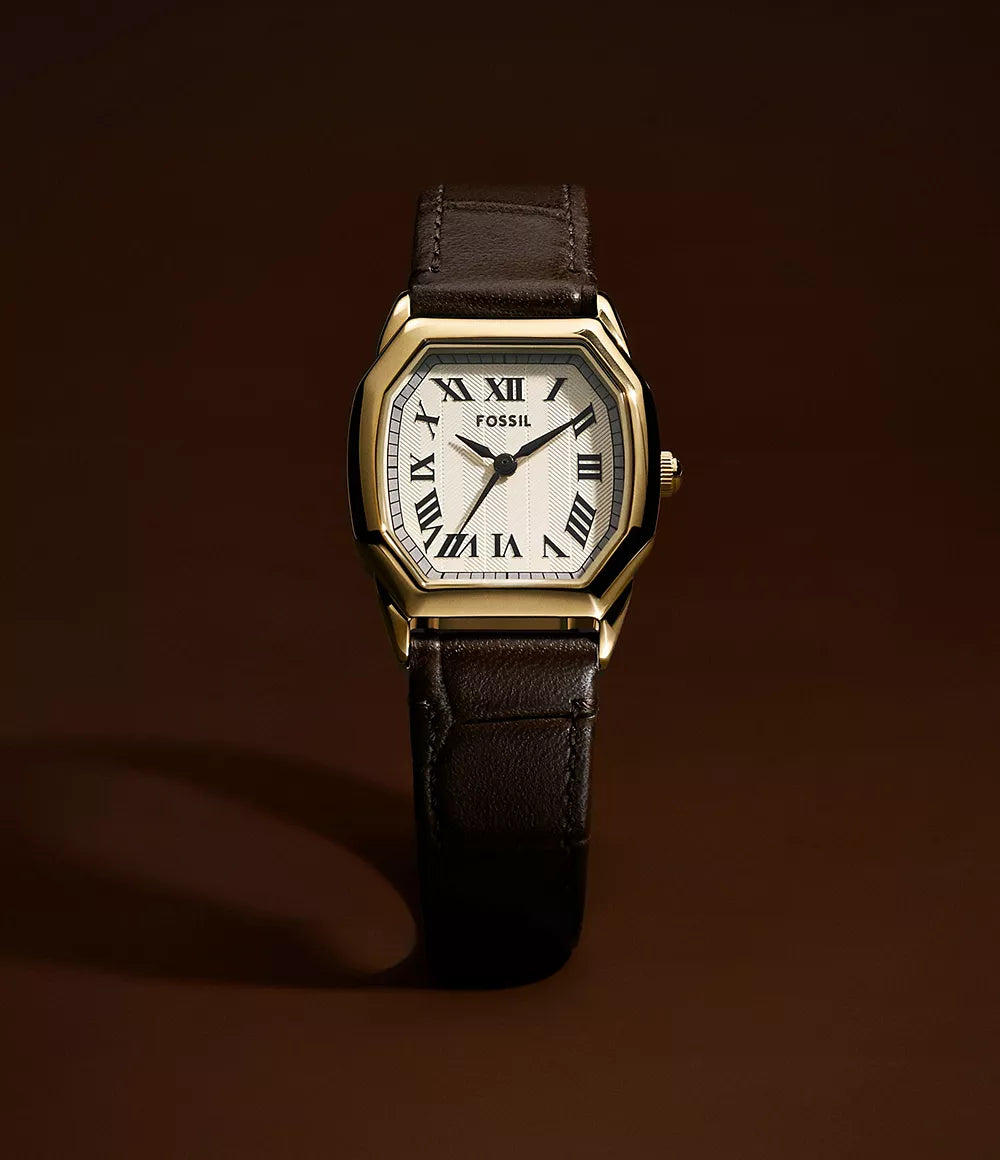 FOSSIL Harlow Three-Hand Brown Croco Leather Watch ES5426
