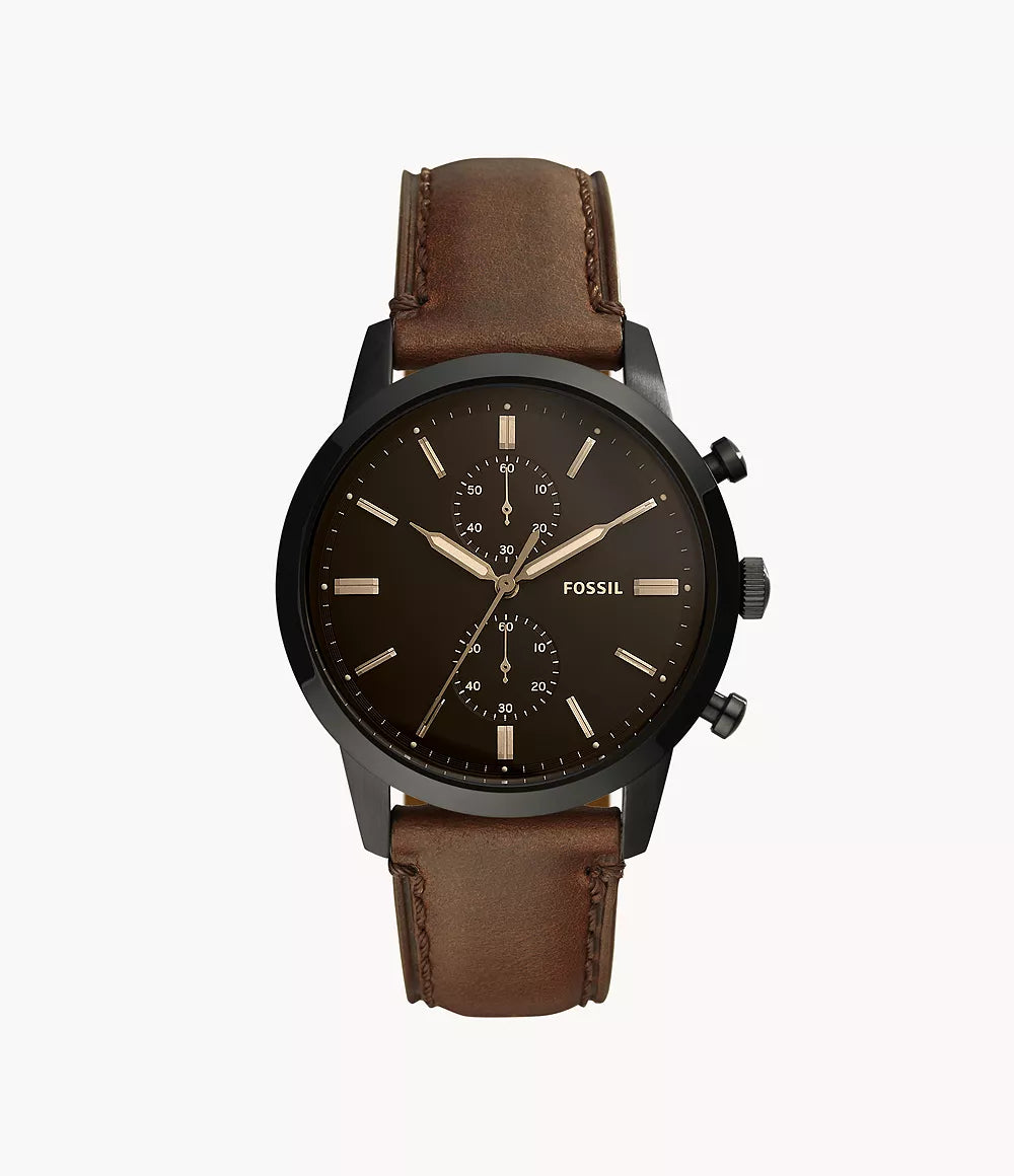 Fossil Townsman 44mm Chronograph Brown Leather Watch  FS5437