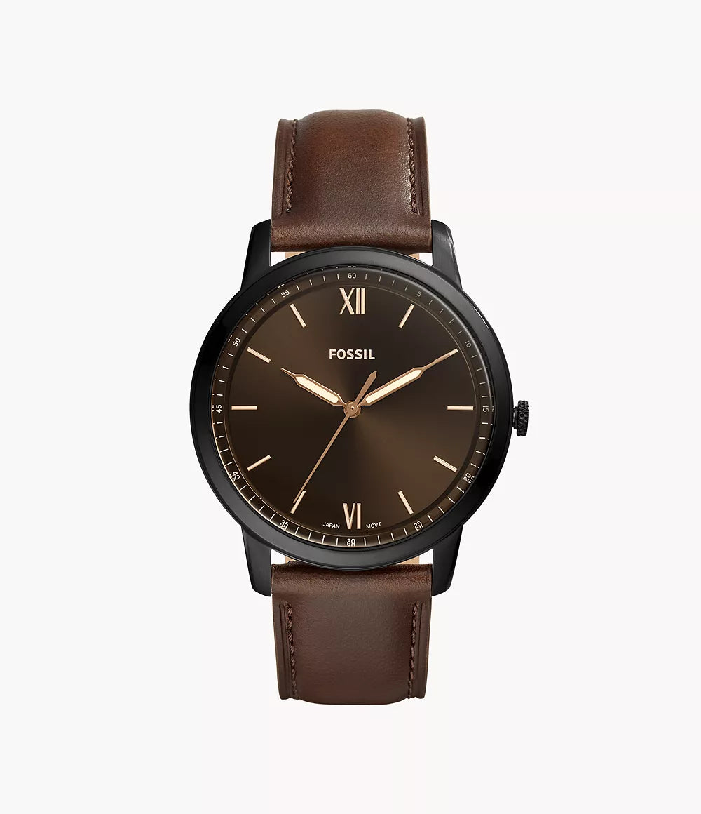 Fossil Minimalist Three-Hand Brown Leather Watch FS5551