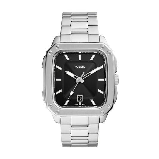 Fossil Inscription Three-Hand Date Stainless Steel Watch