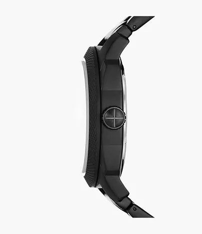 Fossil Machine Three-Hand Date Black Stainless Steel Watch FS5971