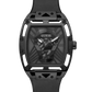 GUESS MEN BLACK CASE BLACK GENUINE LEATHER/SILICONE WATCH