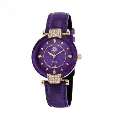 ROSCANI ROSWS06062 Diamond Cut Crystal Stainless Purple Strap Analog Women Watch