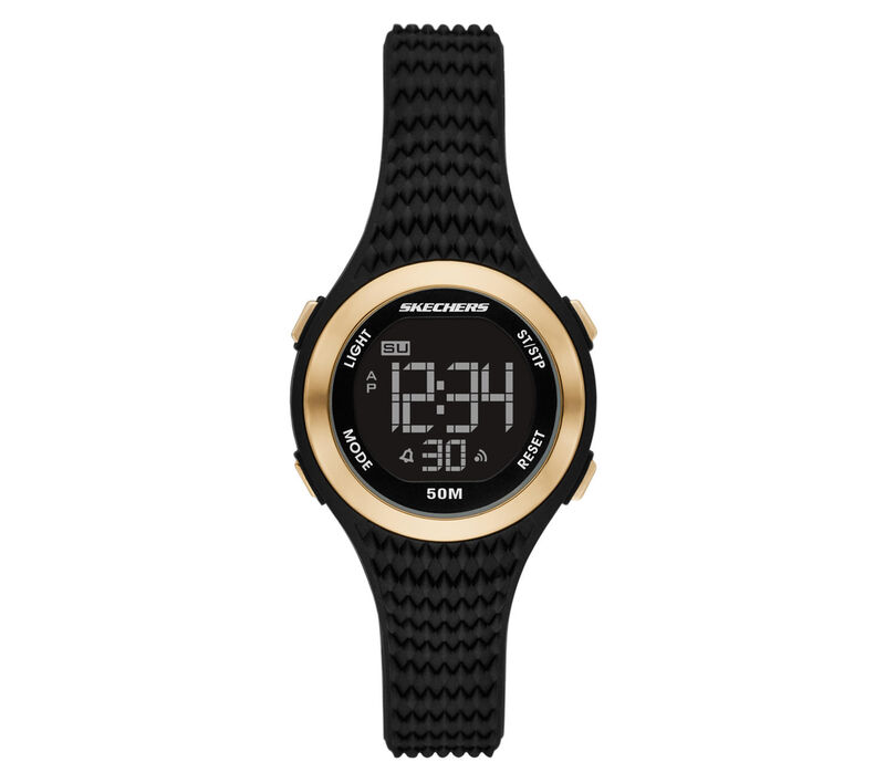 Skechers Elkwood Gold Bezel Black Watch