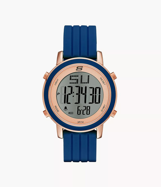 Skechers Westport Watch with Silicone Strap and Metal Case, Navy and Rose Gold Tone SR6010