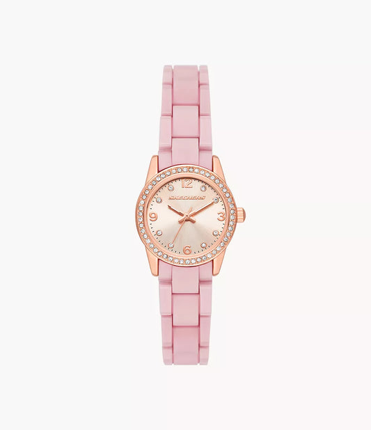Skechers Women's Palisades Watch with Blush Plastic Bracelet and Rose Gold-Tone Case SR6279