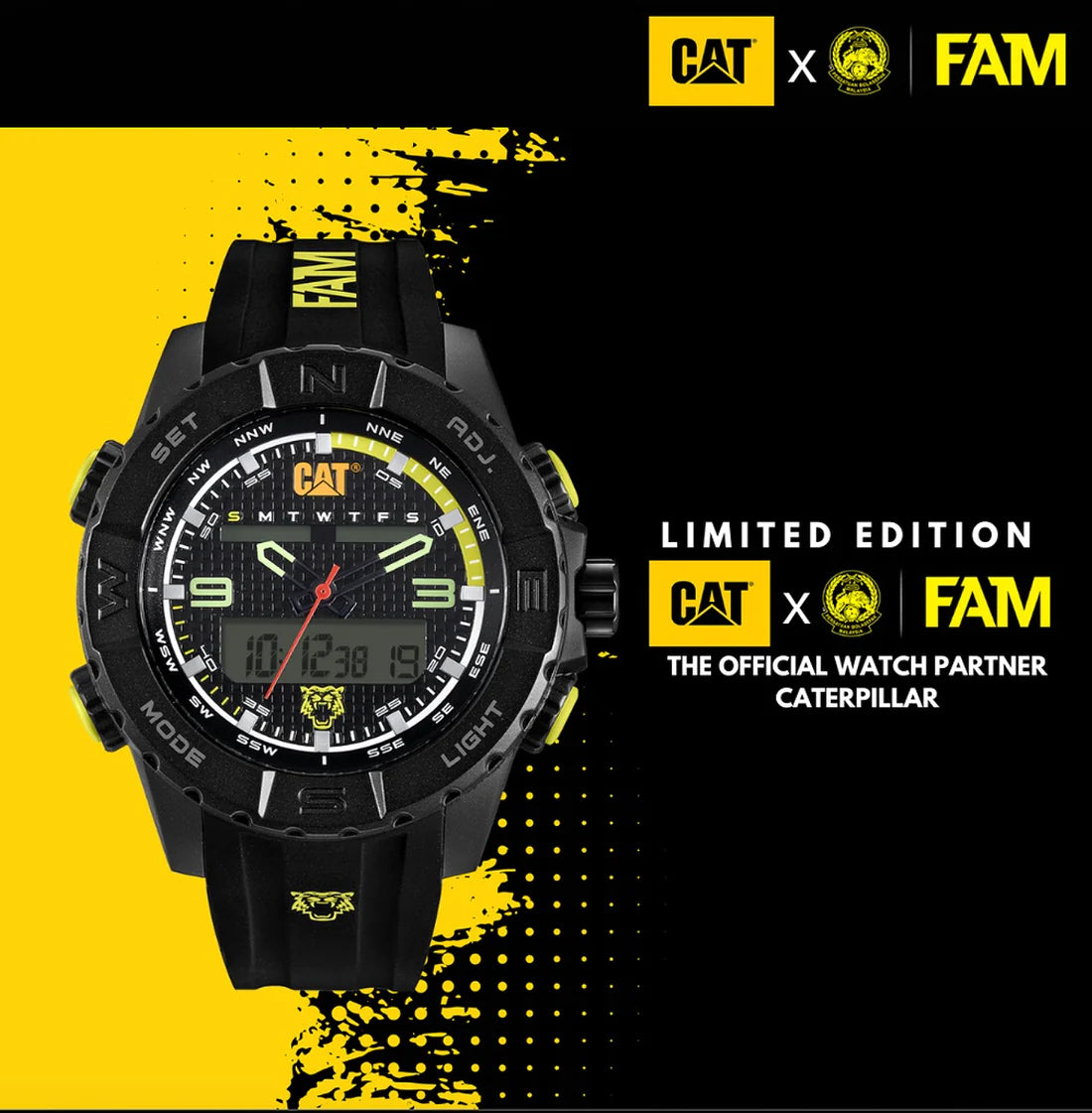 Caterpillar MG-145-FAM CAT x FAM Harimau Malaya Collaboration Limited Edition Analog Digital Men