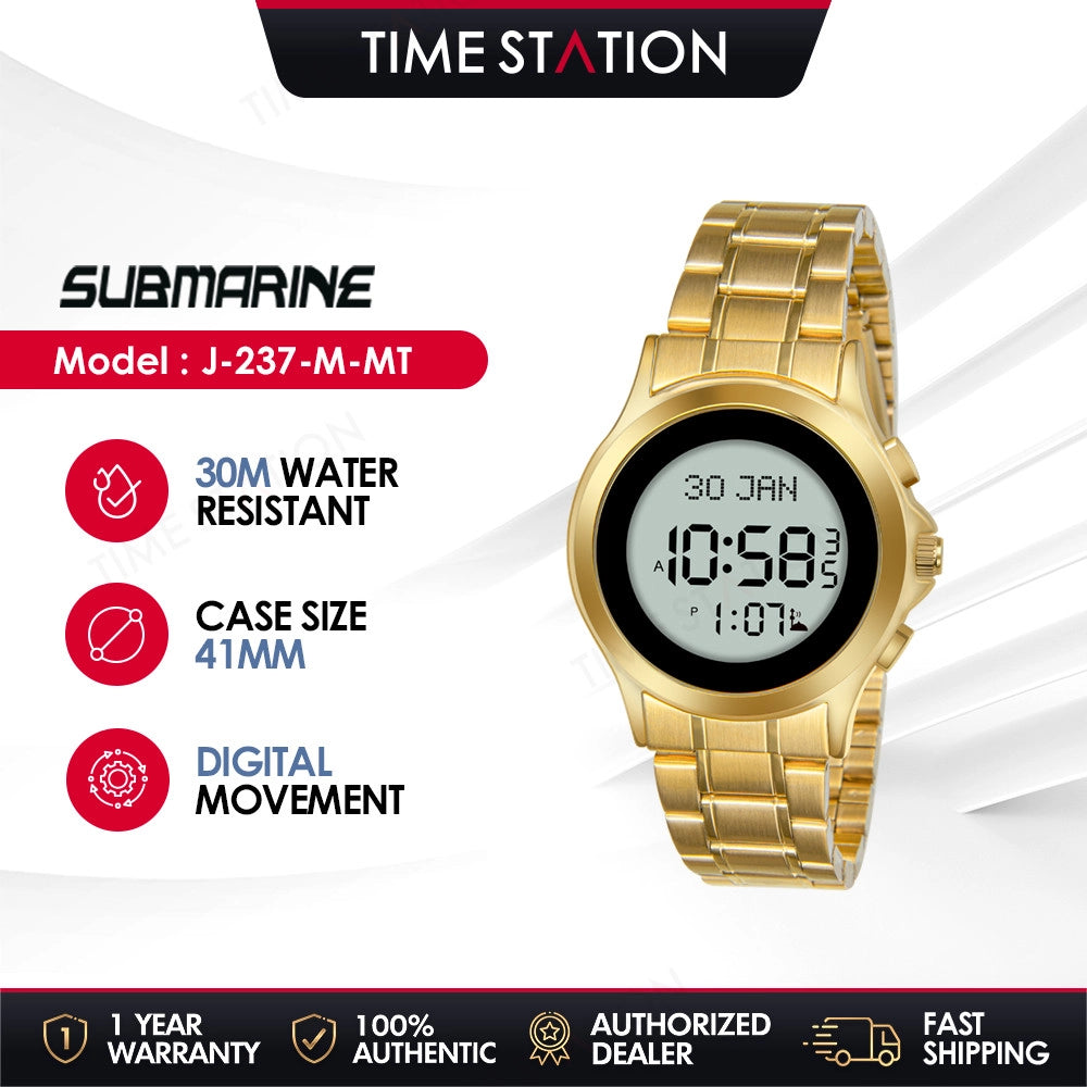 SUBMARINE Islamic Prayers Companion Men Watch Waterproof SalaahSync Watch QiblaQuest Timepiece Alarm Jam Tangan J-237