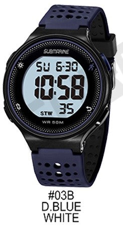 SUBMARINE Sports Watch Digital Men Watch EL Light Display Stopwatch Outdoor Waterproof