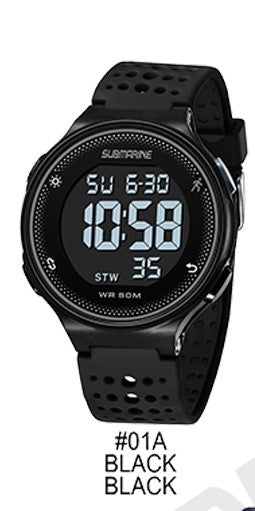 SUBMARINE Sports Watch Digital Men Watch EL Light Display Stopwatch Outdoor Waterproof