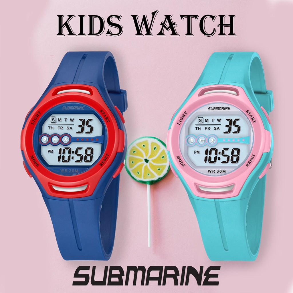 SUBMARINE Kids Watch Fashion Sports Digital Watch EL Light Waterproo